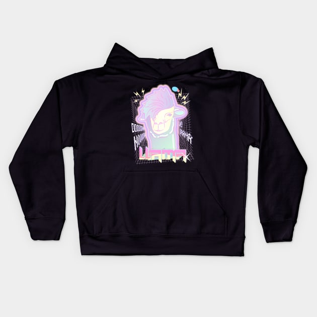 Emo Llama Vaporwave Aesthetic Egirl Kids Hoodie by sadpanda